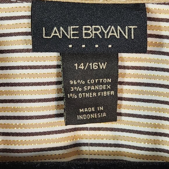 NWT Lane Bryant Size 14/16W Long Sleeve Gold Metallic Striped Button Up Top - Picture 8 of 12